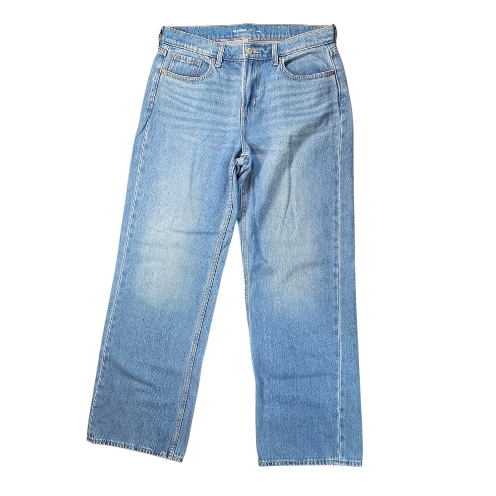 Old Navy Womens Mid Rise Wide Leg Jeans Light Wash Blue Denim Size 8